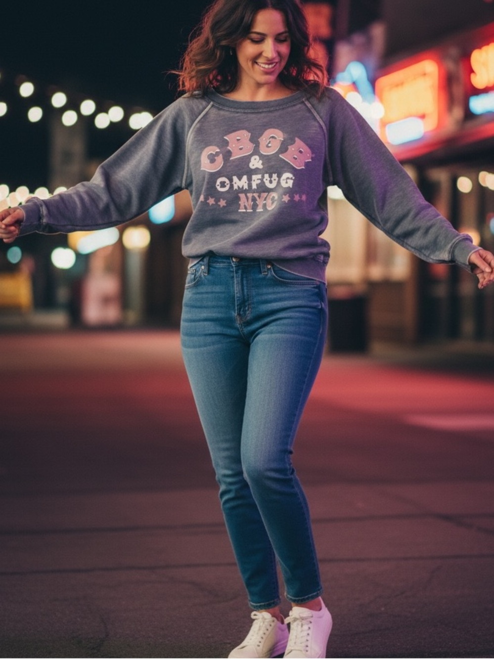 CBGB Recycled Karma Lightweight Graphic Sweatshirt sz S BNWOT Oversized Fit